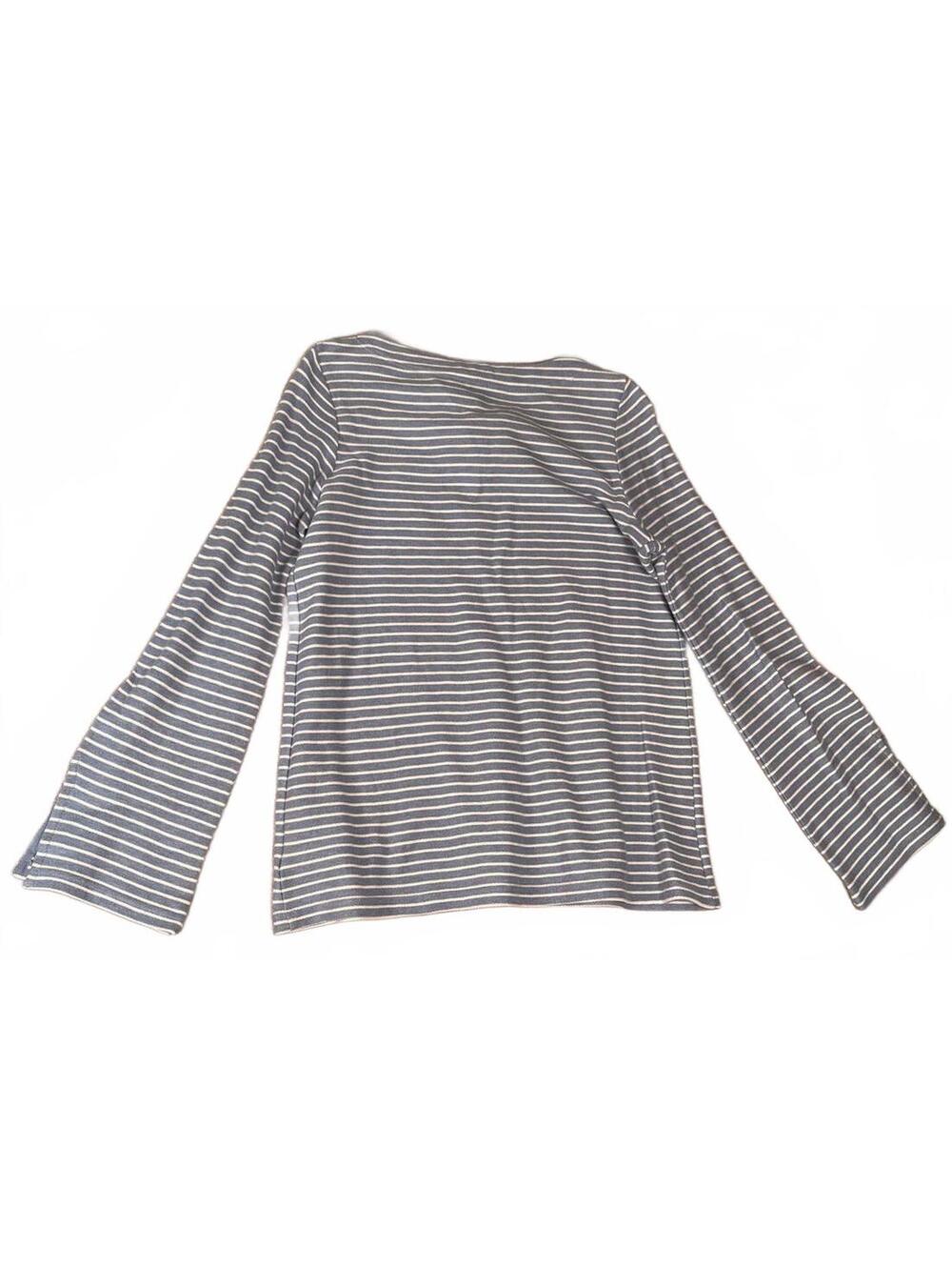 Chaps Women's Striped Long Bell Sleeve Top with Bow Detail, Size M - Picture 6 of 6